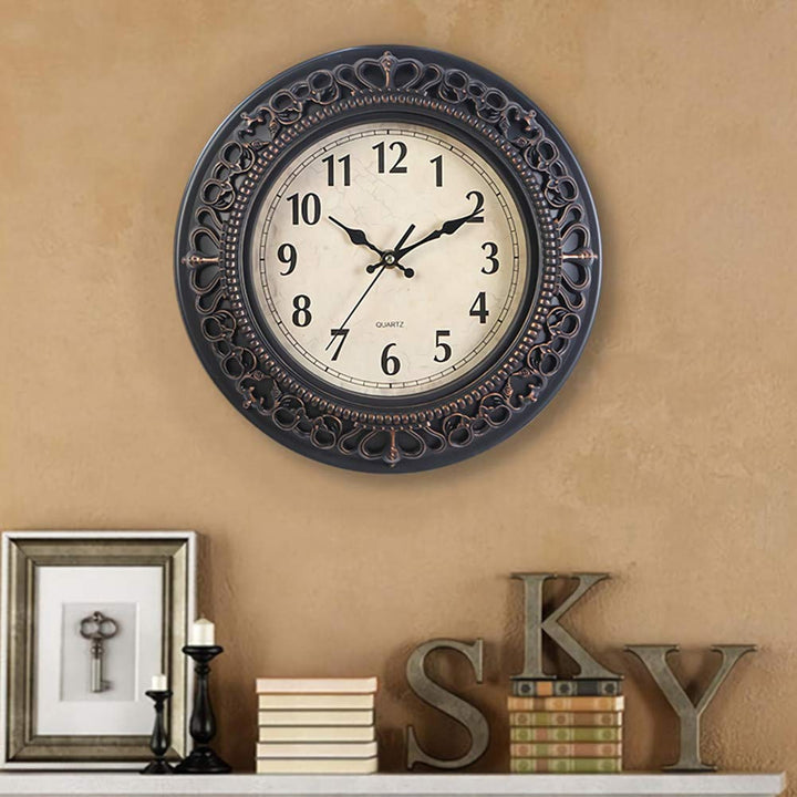 12-Inch Silent Retro Quartz Clock, Decorative Wall Clock for Home/Office/School