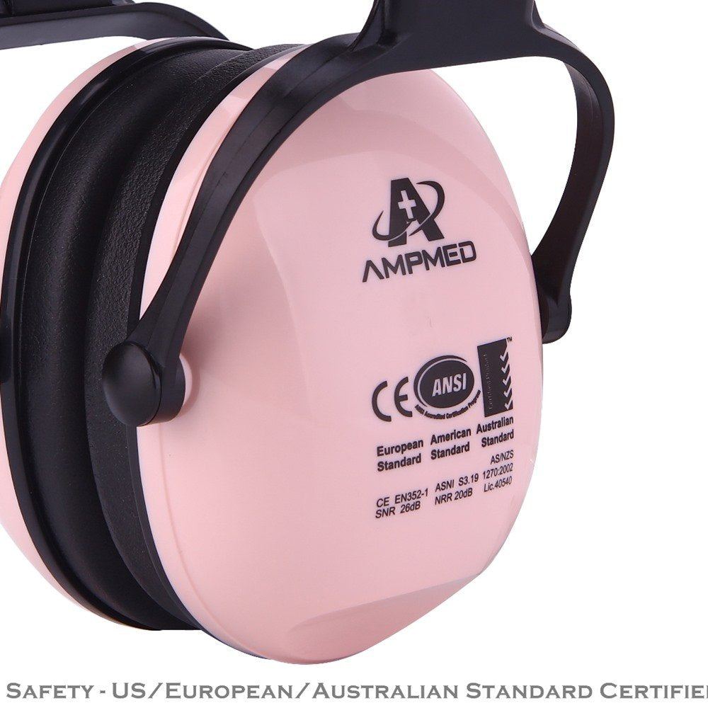 Hearing Protection Earmuff for Toddlers Kids Teens Adults - American ANSI, European CE, and Australian Standards Certified - Pink