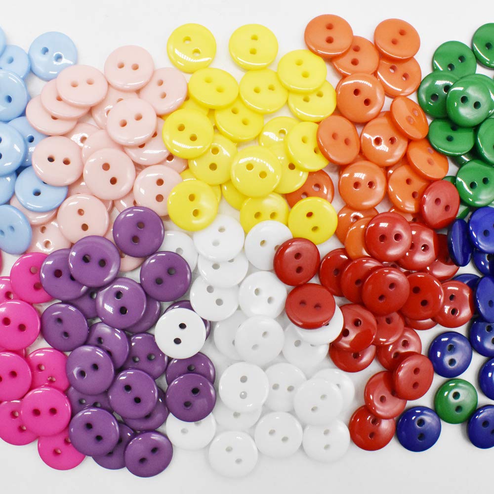 200pcs 10mm 10 Color Buttons Resin Shirt Buttons for Sewing Children Sweater Crafts DIY Clothes Bulk Scrapbooking 2 Holes