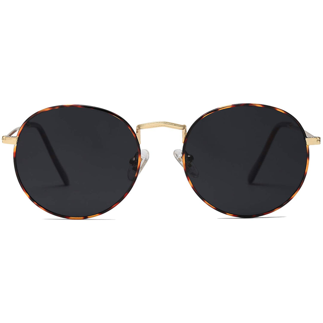 Small Round Polarized Sunglasses for Women Men Classic Vintage Retro Shades UV400 SJ1014, Havana/Grey