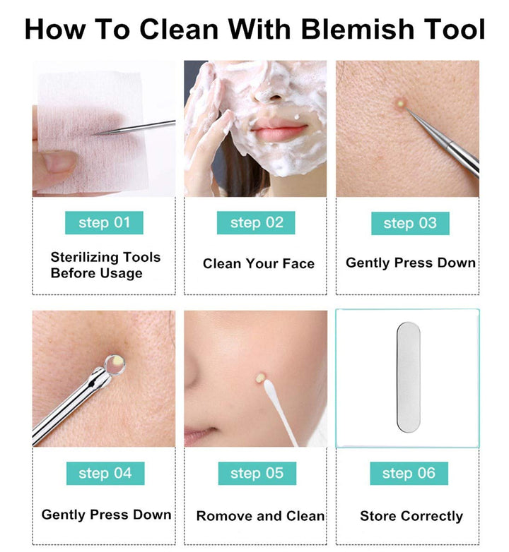 Acne Needle Kit Curved Blackhead Remover Tweezers for Blemish Dermatologist Grade Nose Pimple Comedone Extractor Tool Set with Silver Metal Case (5pcs a pack)