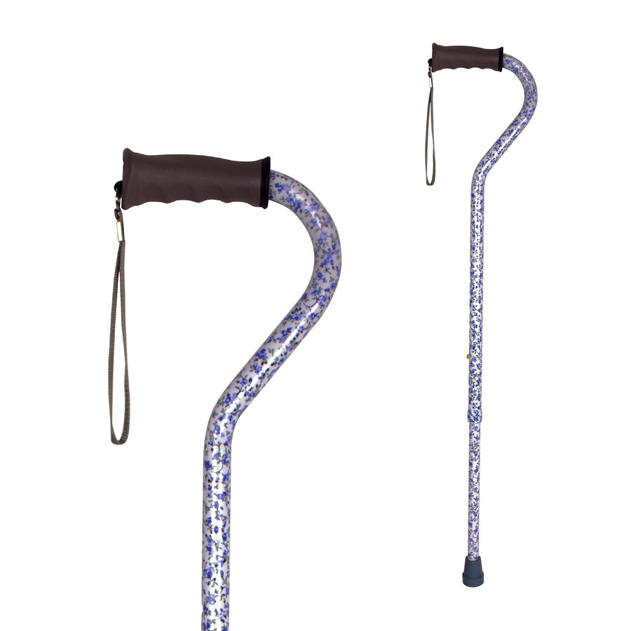Ergo Offset Cane, Blue Floral, 0.87 Pound