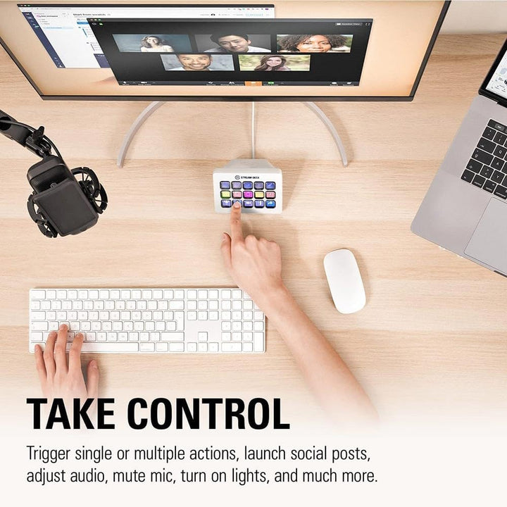 Stream Deck MK.2 White – Studio Controller, 15 macro keys, trigger actions in apps and software like OBS, Twitch, YouTube and more, works with Mac and PC
