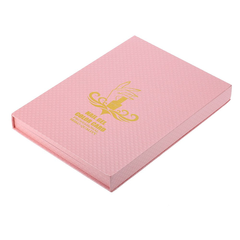 Nail Display Chart, 216 Colors Nail Gel Polish Color Card with 240 Tips Nail Art Salon Set Pink