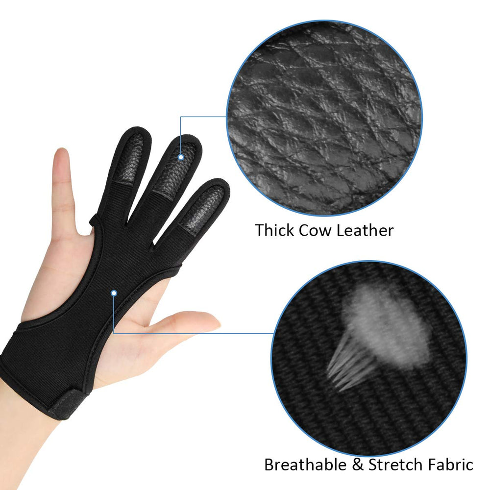 Archery Glove Three Finger Leather Archery Protective Gloves Archery Shooting Gloves for Kids, Archery Protective Gear Accessories (L)