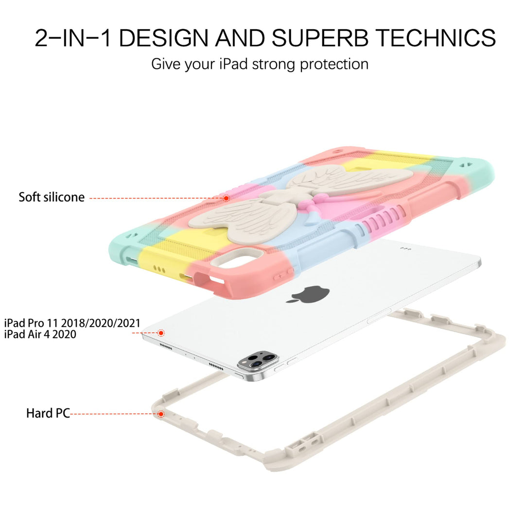 for iPad Pro 11 inch Case, iPad Air 5th/4th Generation Case, 2 in 1 Heavy Duty Rugged Shockproof Kickstand Pencil Holder Girls Women Kid iPad Pro 11 inch Tablet Cover, Rose Gold