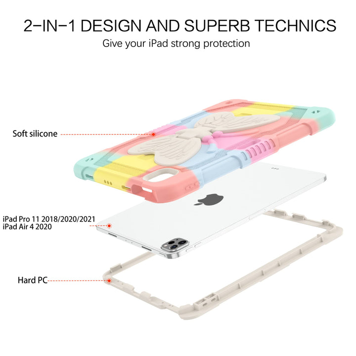 for iPad Pro 11 inch Case, iPad Air 5th/4th Generation Case, 2 in 1 Heavy Duty Rugged Shockproof Kickstand Pencil Holder Girls Women Kid iPad Pro 11 inch Tablet Cover, Rose Gold