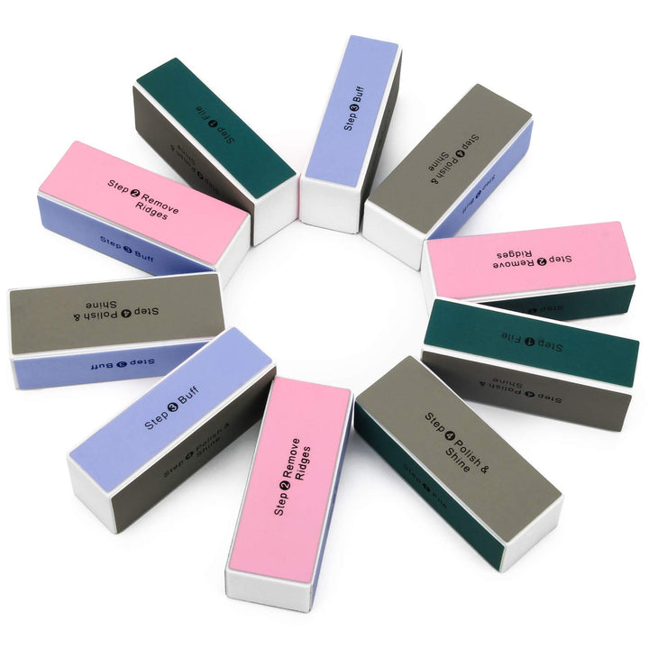 Adecco LLC 10 pcs 4 Way Colorful Nail Art Buffer Buffing Sanding Files Block Manicure Care DIY