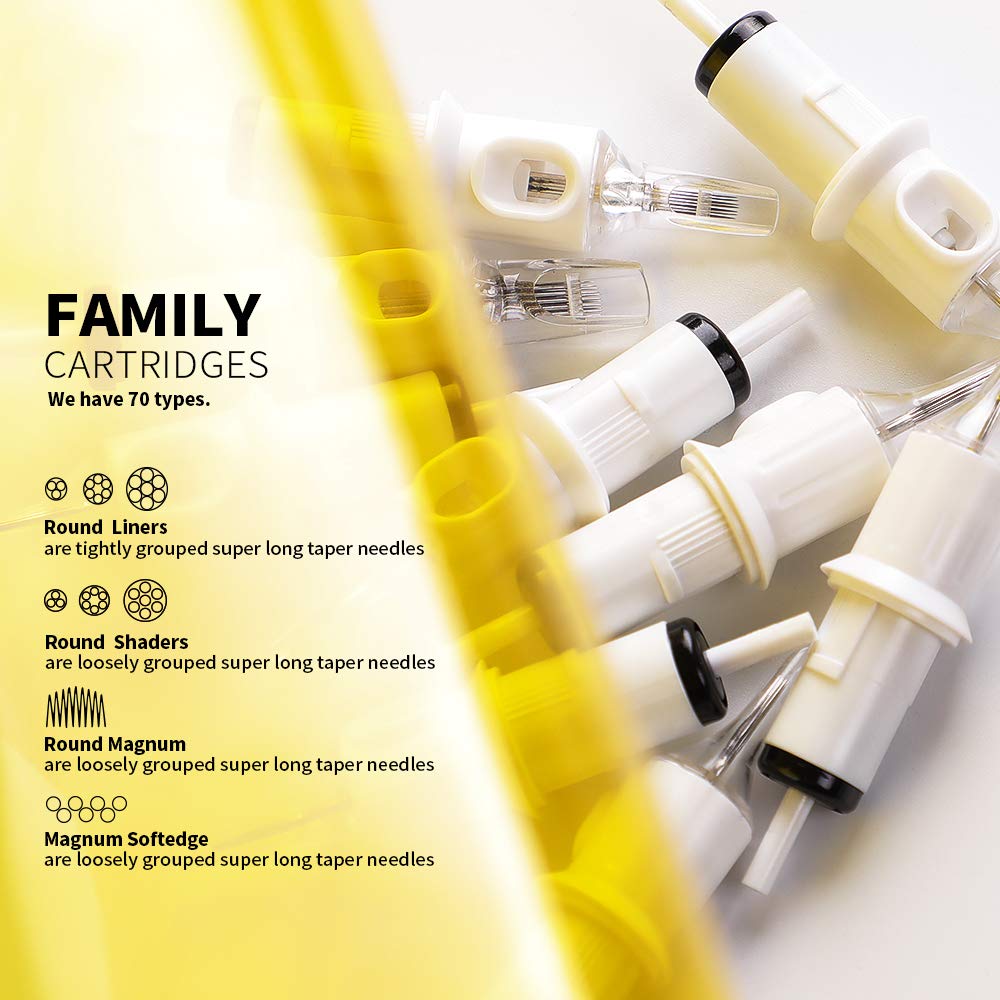 Tattoo Cartridge Needles #12 Standard 5 Round Shader M-Taper 20PCS with Membrane Professional Disposable EN05C-20-1205RS