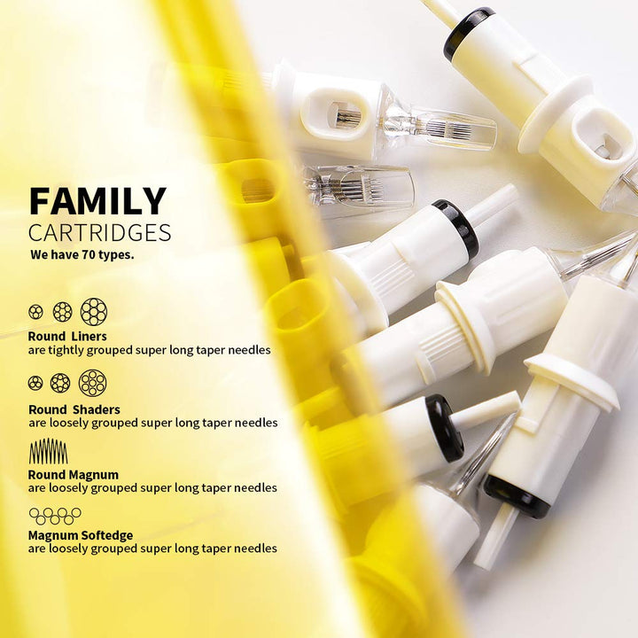Tattoo Cartridge Needles #12 Standard 5 Round Shader M-Taper 20PCS with Membrane Professional Disposable EN05C-20-1205RS