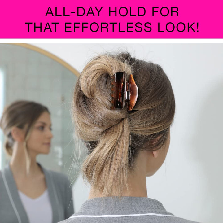 Scunci No-Slip Grip All Day Hold, Magic Hinge, Claw Hair Clip, Brown and Black, Packaging May Vary (Pack of 2)