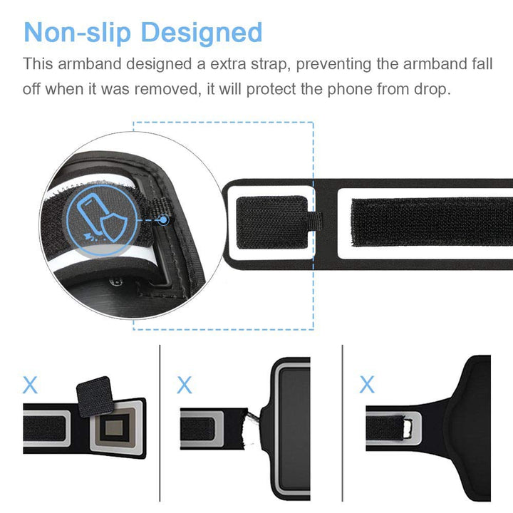 iPhone 16 15 14 13 12 11 Armband, Water Resistant Gym Running Workouts Arm Band for iPhone 11, 12, 13, 14, 15, 16, 15 Pro, 16 Pro with Key Holder (Black)