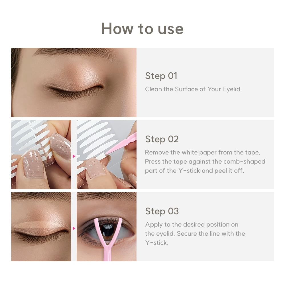 Double Eyelid Tape Hooded Eye Lift – Droopy Eyelid Lifter Eye Lid Strips for Hooded Eyes (Double Sided 3mm 176p)