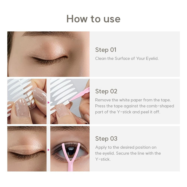 Double Eyelid Tape Hooded Eye Lift – Droopy Eyelid Lifter Eye Lid Strips for Hooded Eyes (Double Sided 3mm 176p)