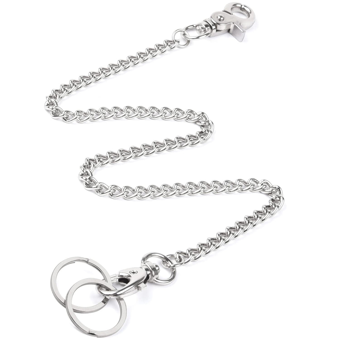 Wallet Chain, 16 inch Heavy Duty Pocket Keychain with Lobster Clasps and 2 Keyrings for Keys, Wallet, Jeans, Pants, Belt Loop, Purse and Handbag