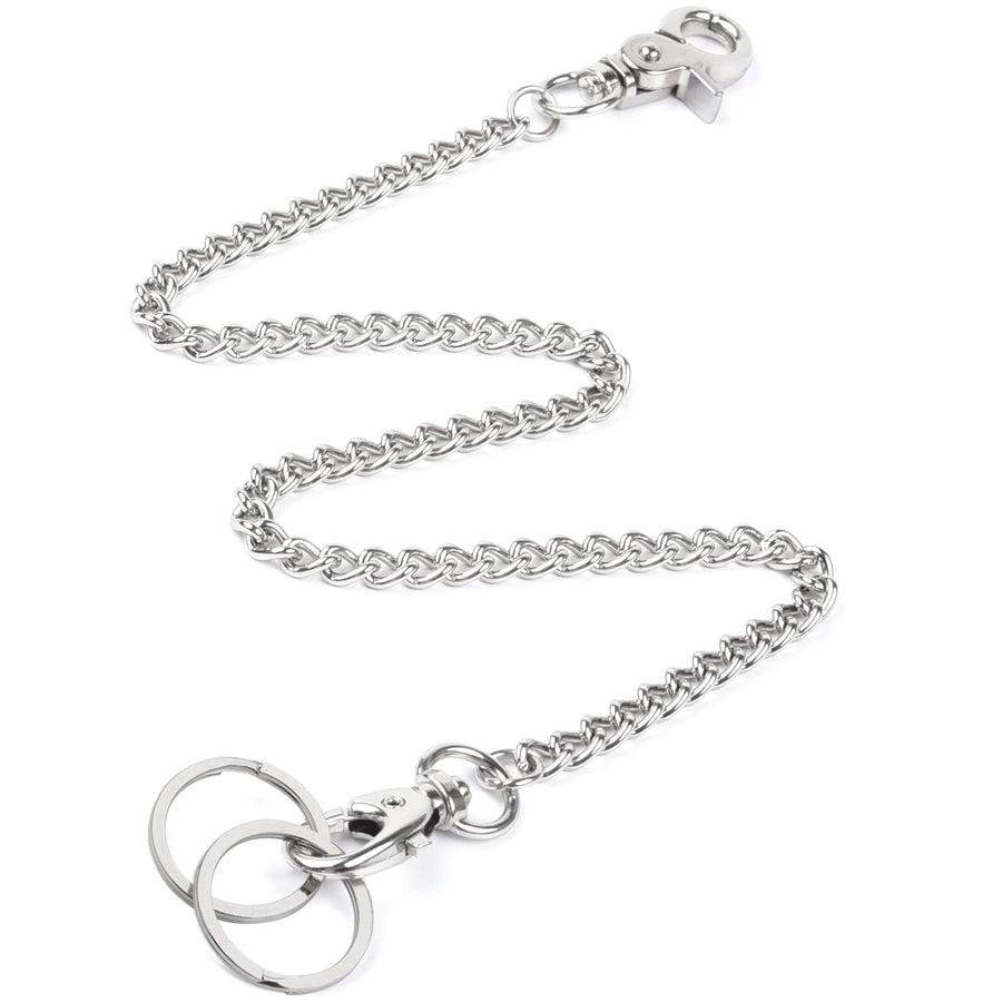 Wallet Chain, 16 inch Heavy Duty Pocket Keychain with Lobster Clasps and 2 Keyrings for Keys, Wallet, Jeans, Pants, Belt Loop, Purse and Handbag