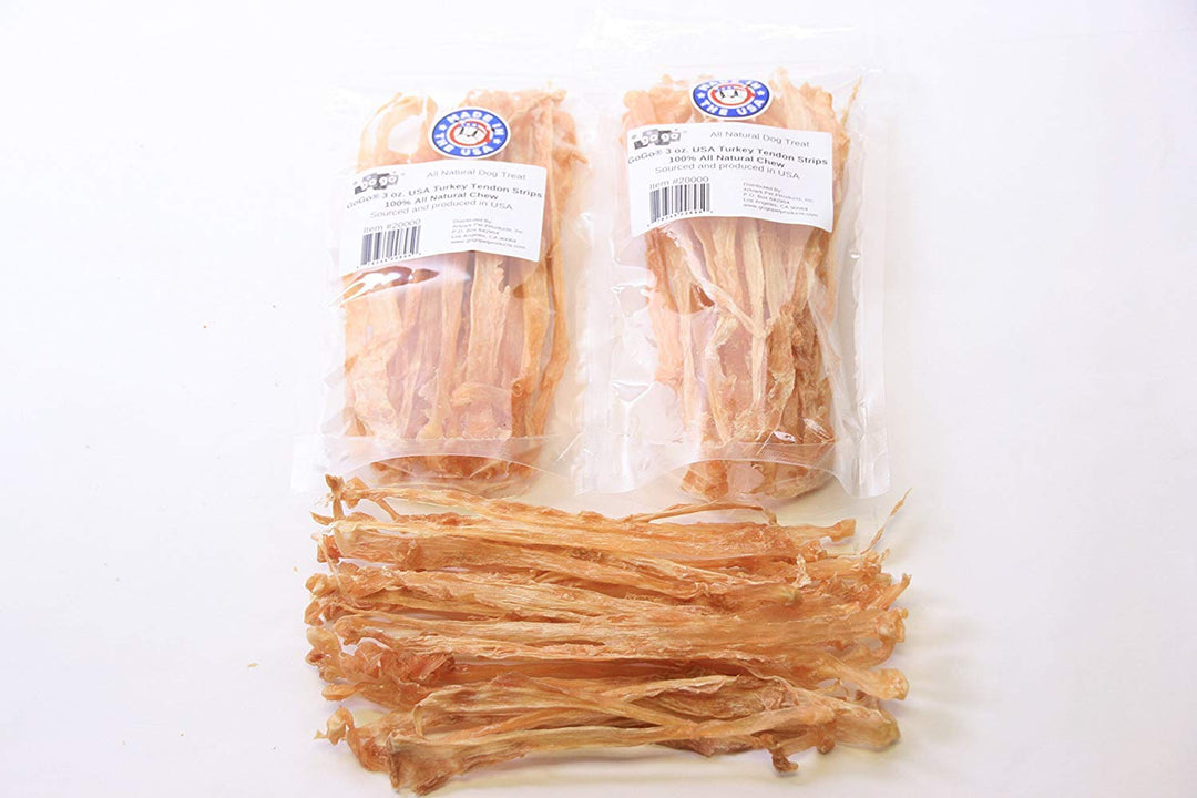 3oz Turkey Tendon Strips Dog Chew Treats Sources and Made in The USA (2 Pack)