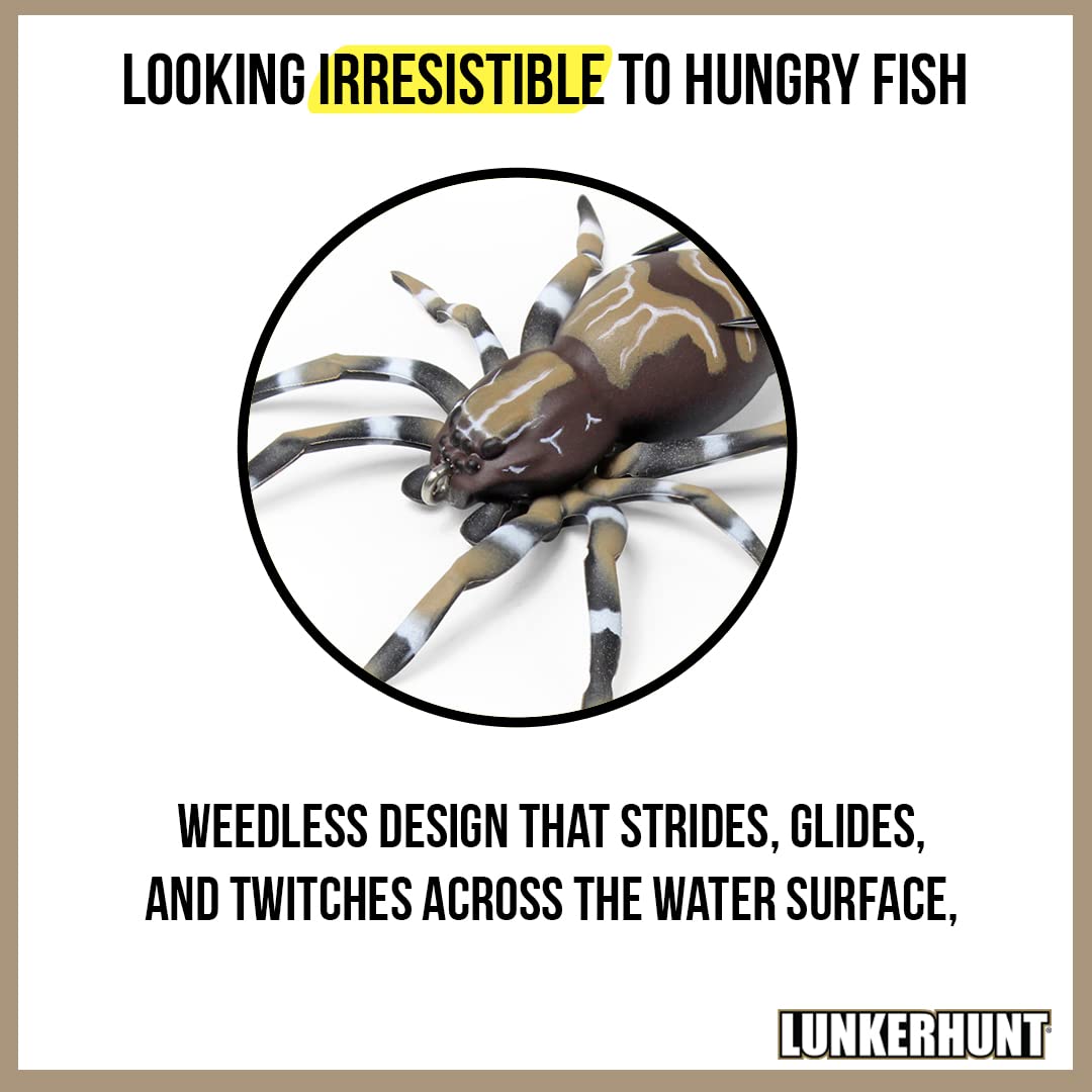 Phantom Spider Fishing Lure | Most Realistic Topwater Fishing Bait with Self-Righting Ballast for Natural Walking Action | Hollow Body Weedless Hooks for Bass Fishing (Dock)