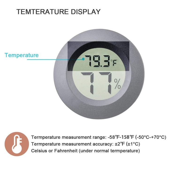 4-pack Mini Hygrometer Thermometer Fahrenheit or Celsius Meter Digital LCD Monitor Indoor Room Round Humidity Temperature Gauge for Humidors Home Humidifiers Car Greenhouse Babyroom