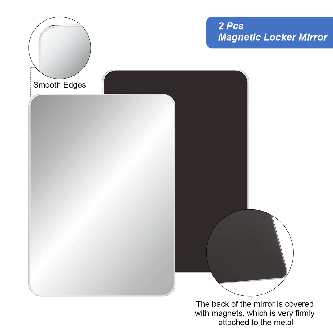 2 Pcs Magnetic Locker Mirror Small Real Glass Mirror for School Locker Rectangular Locker Accessories Magnetic Makeup Mirror for Bathroom Household Refrigerator Cabinet(4 x 5.8 Inches)