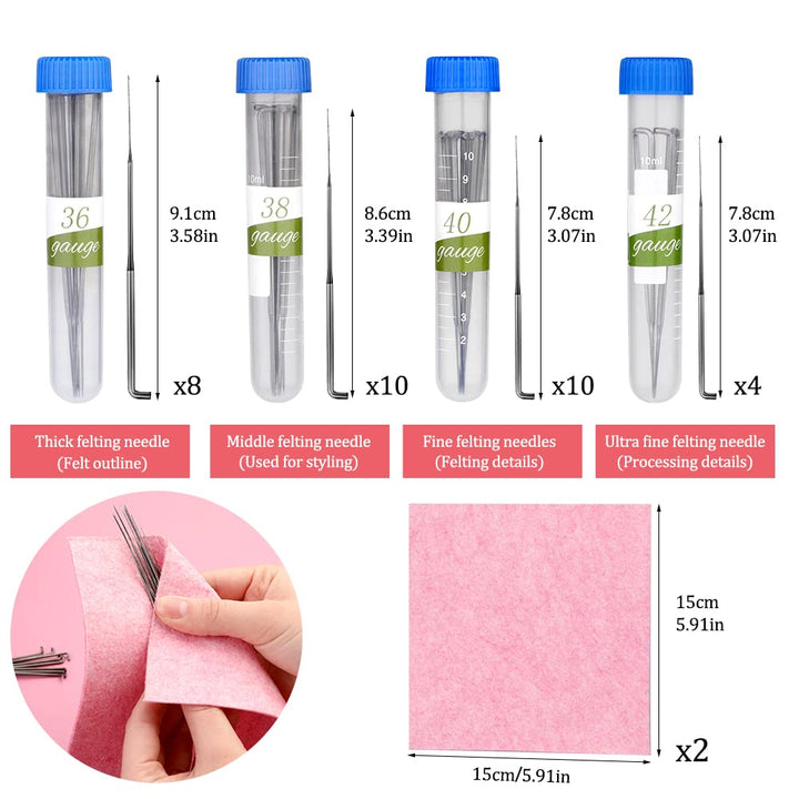 Needle Felting Pad, 9.84 x 7.87 x 1.38'', Needle Felting Mat, Needle Felting Tools, Needle Felting Kit, Beginner Felting Tools with Felting Needle Holder, Felting Needles for Needle Felting DIY