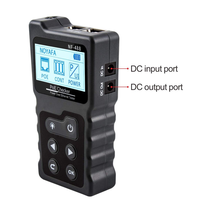 Network PoE Tester RockyMars NF-488 Inline Tester Power Over Ethernet, Network Cable Continuity Checking, DC Power & Switch Loop-Back Test