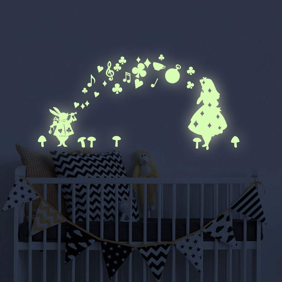 Fairy Girl Glow in Dark Wall Stickers, Stars PVC Vinyl Luminous Wall Decals DIY Wall Stickers for Home Decor Mural Decor Girls Kids Nursery Room Decoration