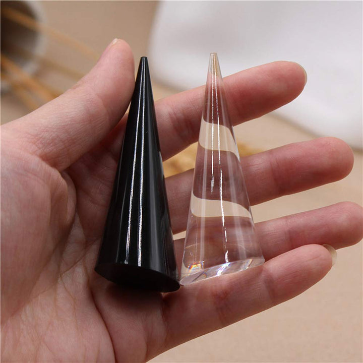 2Pcs Cone Shape Acrylic Jewelry Ring Display Holder Finger Ring Stand Single Ring Display Support Holder Decorative Display Stands for Jewelry Ring/Wedding Ring, Clear