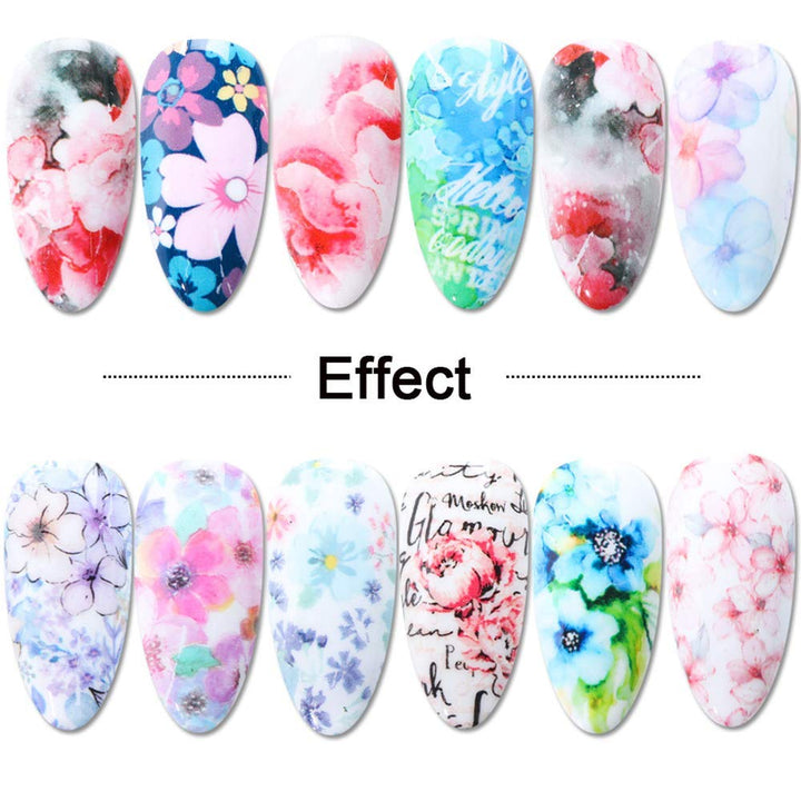 Flower Nail Art Foil Transfer Stickers 10 Rolls Flowers Floral Starry Sky Star Foil Adhesive Stickers Flower Nail Decals Manicure Tips Nail Art Supplies for Women Acrylic Nails Decorations Decor Set