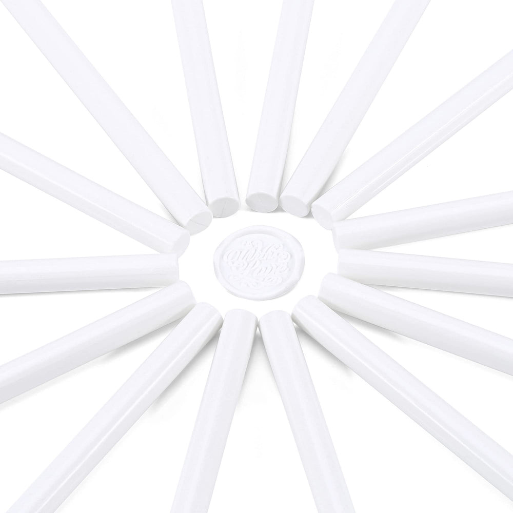 15 Pieces Pearl White Glue Gun Sealing Wax Sticks for Wax Seal Stamp, Great for Wedding Invitations, Cards, Envelopes