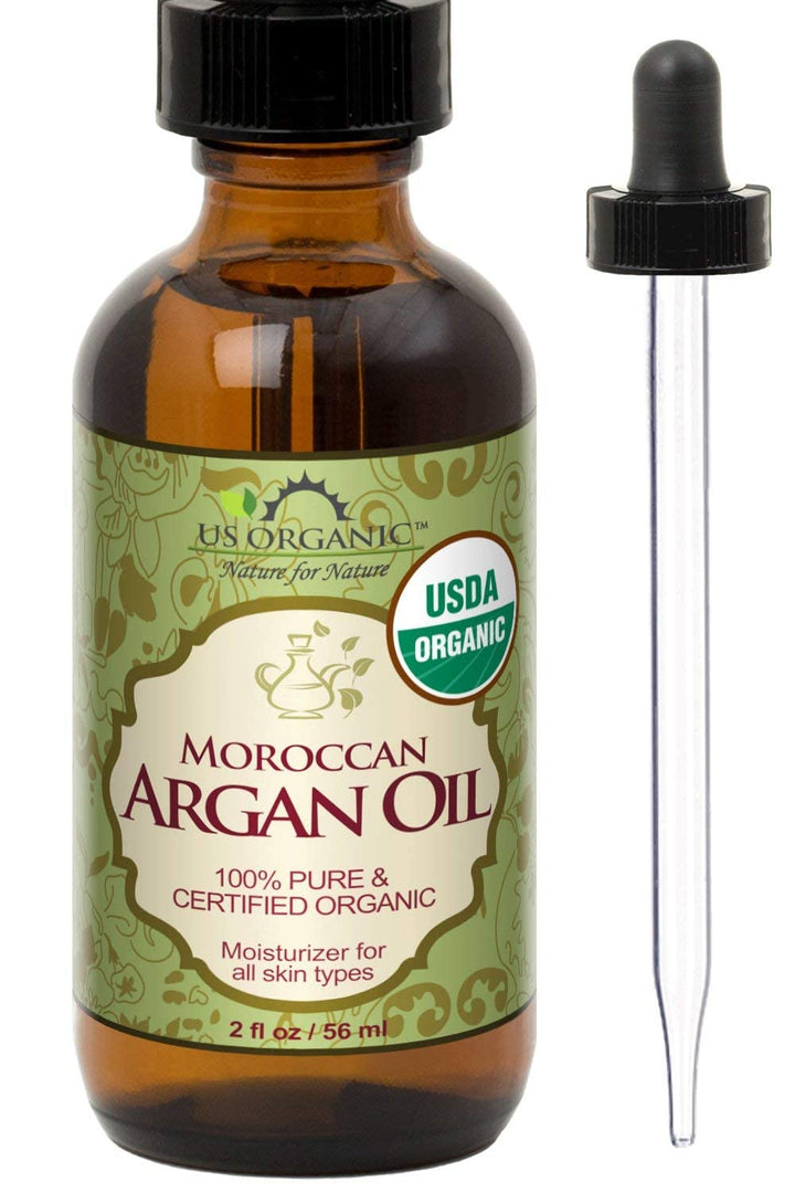 Moroccan Argan Oil, USDA Certified Organic,100% Pure & Natural, Cold Pressed Virgin, Unrefined, 2 Oz in Amber Glass Bottle, for Hair treatment, Skin, Nail, Cuticle, Sourced from Morocco.