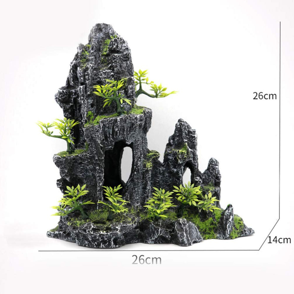 Aquarium Mountain View Stone Large: Ornament Tree Rock Cave Fish Tank Decoration Fish Hiding Cave, Fish Tank Decorations Betta Fish Tank Decor Housewarming