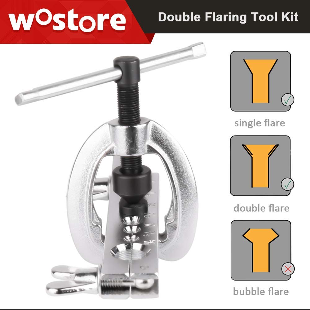 Double Flaring Tool Kit for 3/16-5/8 7 Dies Automotive Brake Line Tube Cutter with Replacement Blade and Reamer
