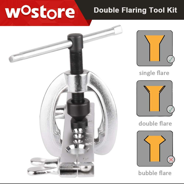 Double Flaring Tool Kit for 3/16-5/8 7 Dies Automotive Brake Line Tube Cutter with Replacement Blade and Reamer