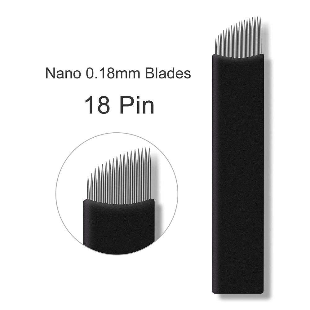 50pcs Black Microblading Needles 12U,14U,16U,18U,7F,12F,14F,16F,18F,21F. 0.18mm Blade Permanent Makeup Tattoo Needle for Manual Pen (18F)