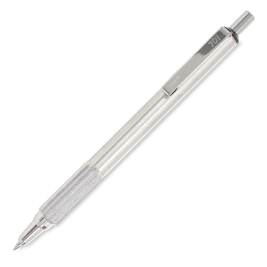 F-701 Retractable Ballpoint Pen, Stainless Steel Barrel, Fine Point, 0.8mm, Black Ink, 1-Pack