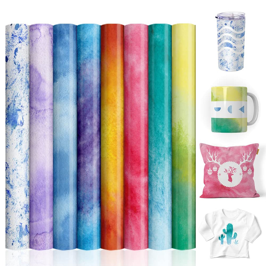 Transfer Sheets-Watercolor Sublimation Paper, Transfer Paper for Blank T-Shirts Cup Coasters Mug,8pcs/Set, 12x12