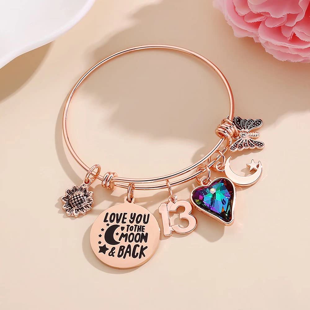 13 Year Old Girl Gift Ideas, 13th Birthday Gifts for Teen Girl Friend Female Sister Daughter Turning Thirteen Fabulous Birthday Charm Bracelet Present 13 Year Old Girl Gifts for Birthday