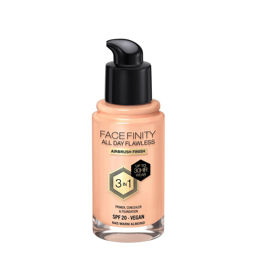 Facefinity All Day Flawless 3 In 1 Foundation SPF 20, No. 45 Warm Almond