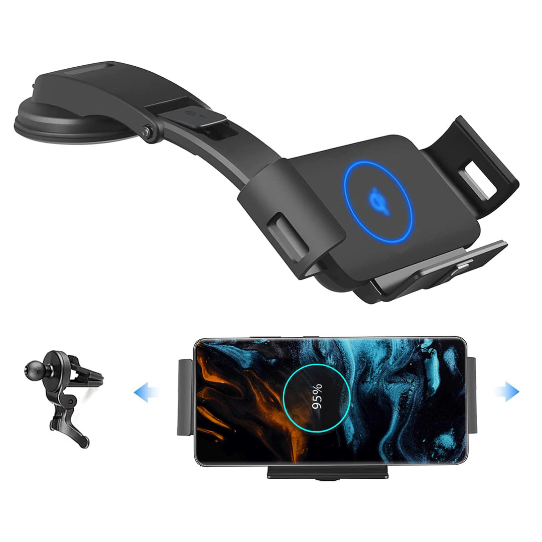 Wireless Car Charger Mount Compatible with Galaxy S24 Ultra/S24/S24+/S23 Ultra/S23/S22 Ultra/Note20, Car Phone Wireless Charger for iPhone 16/15/14/13/12/11 Series, Auto Clamp Air Vent Car Mount