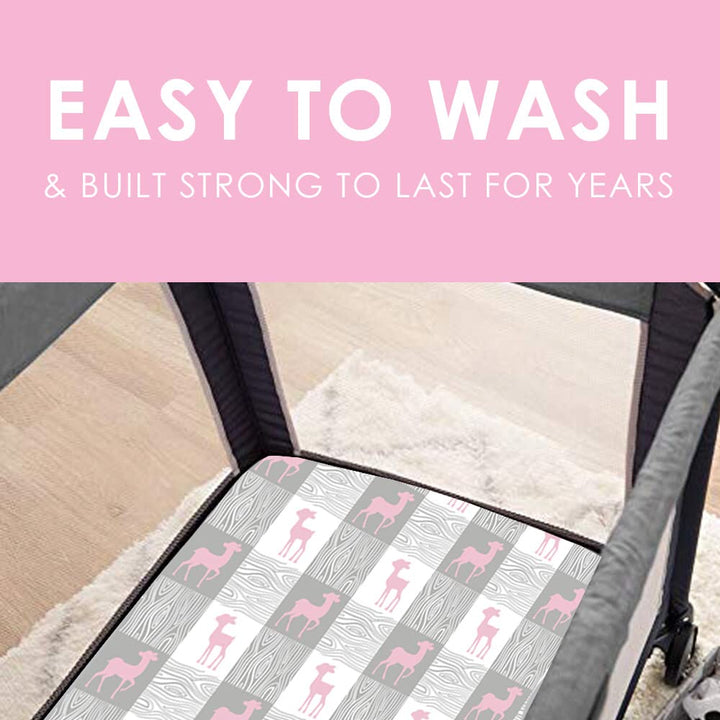 GROW WILD Pack n Play Sheets 3-Pack | Baby Mini Crib Sheets for Girls | Soft Pack and Play Mattress and Crib Bedding Set | Playard Jersey Cotton Fitted Crib Sheets | White Grey Pink Deer and Arrows