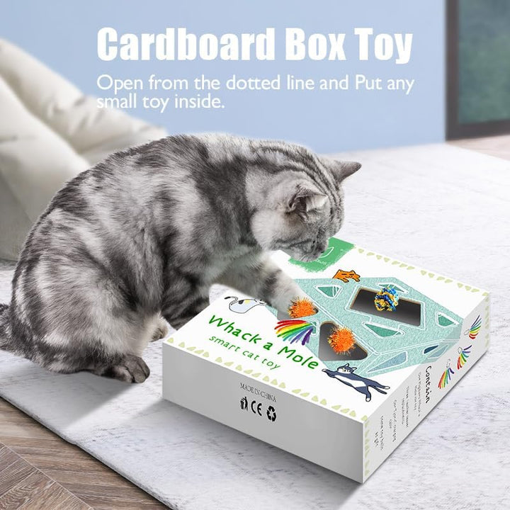 Cat Toys, Interactive Automatic 7 Holes Mice Whack-A-Mole, Ultra Fun Smart Teaser Toy for Indoor Cats, USB Rechargeable, 4 Pieces Feather Refills…