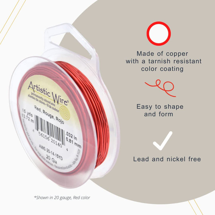 , 24 Gauge Tarnish Resistant Colored Copper Craft Jewelry Wrapping Wire, Antique Brass Color, 20 yd