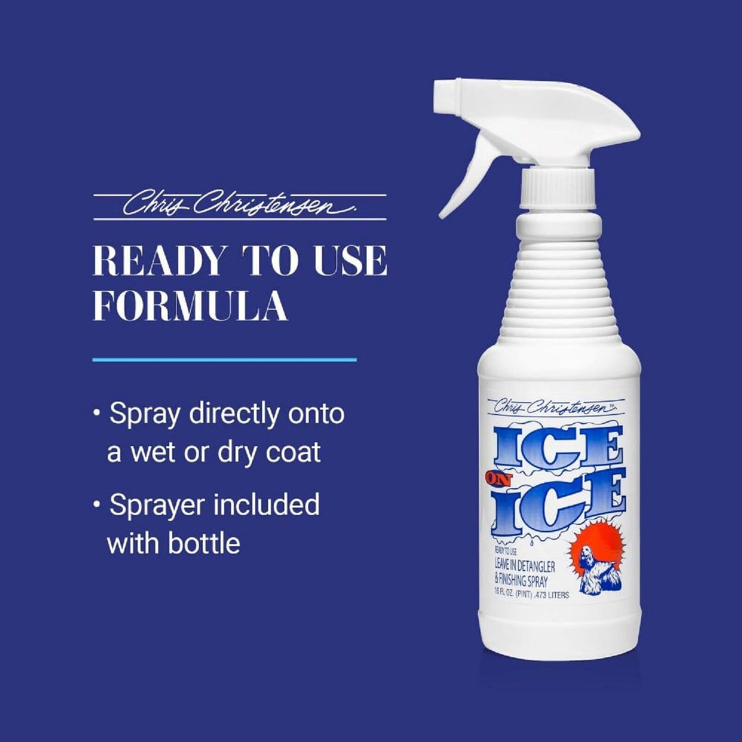 Ice on Ice Detangler and Finishing Dog Spray, Groom Like a Professional, Ready to Use, Helps Brush/Comb Glide Through Coat, Conditions, No Residue, All Coat Types, Made in USA, 16 oz