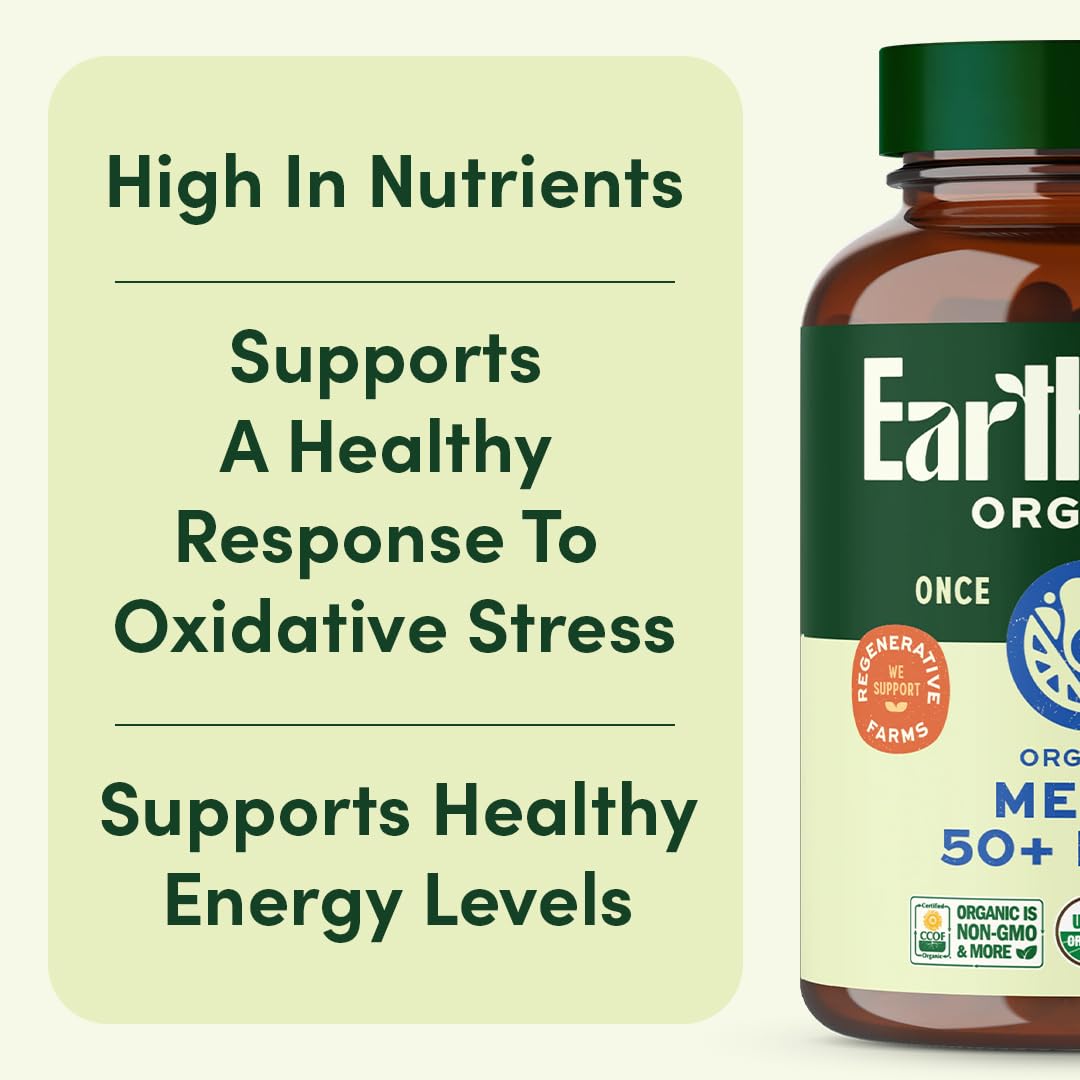 Once Daily Multivitamin for Men 50, 19 Vitamins from Herbs & Superfoods, Supports Prostate Health, Energy Levels, and Strong Bones, 60 Count