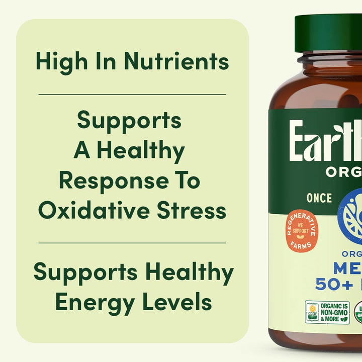 Once Daily Multivitamin for Men 50, 19 Vitamins from Herbs & Superfoods, Supports Prostate Health, Energy Levels, and Strong Bones, 60 Count