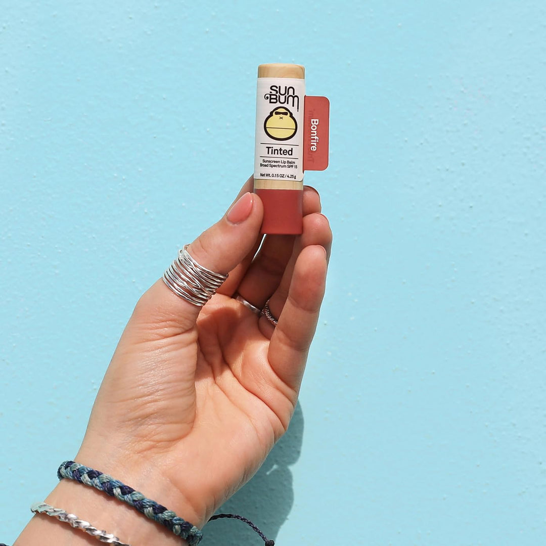 Tinted Lip Balm Bon Fire | SPF 15 | UVA / UVB Broad Spectrum Protection | Sensitive Skin Safe | Hypoallergenic, Paraben Free | Ozybenzone Free | 0.15 Oz