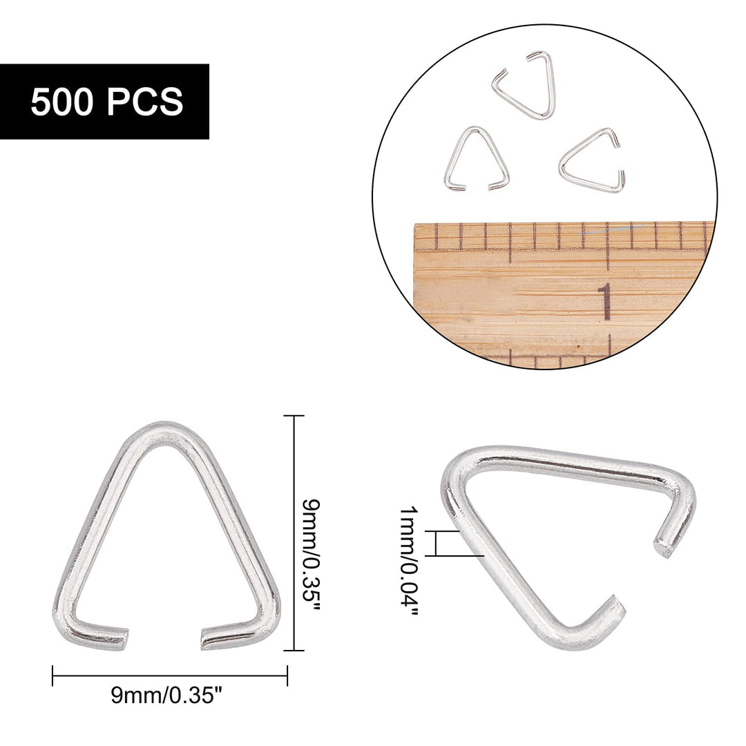500 Pieces Triangle Open Jump Rings, Pinch Clip Bail Hang Drops Pendant Open Triangle Buckle Charm Bead Pendant Connector Findings for Decoration Jewelry DIY Accessories