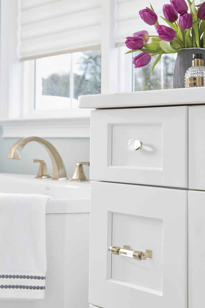 | Cabinet Knob | Clear/Golden Champagne | 1-3/4 inch (44 mm) Length | Glacio | 1 Pack | Drawer Knob | Cabinet Hardware