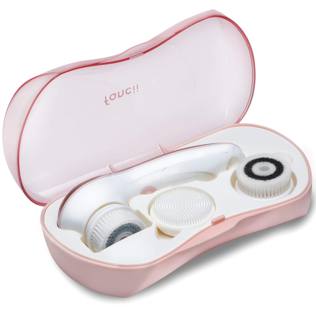 Waterproof Facial Cleansing Spin Brush Set with 3 Exfoliating Brushes - Complete Face Spa System - Advanced Microdermabrasion for Gentle Exfoliation and Deep Scrubbing (Dove)